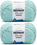 Bernat Blanket Sparkle Aqua Yarn - 2 Pack of 10.5oz/300g - Polyester - #6 Super Bulky - 220 Yards - Knitting & Crochet