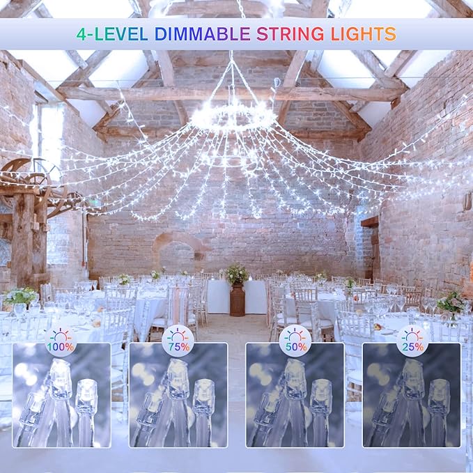 JMEXSUSS 500 LED Color Changing String Lights, 163FT White & Multicolor Christmas String Lights with Remote, Outdoor Christmas Lights Plug in for Tree House Indoor Outdoor Xmas Decor