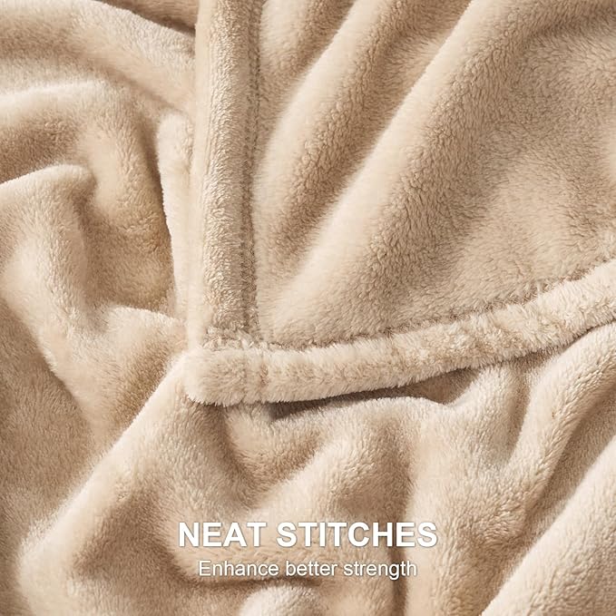 Hansleep Fleece Light Camel King Blanket, Super Soft Flannel Fuzzy Plush Cozy Blanket for All Seasons, Light Camel, King 90x108 Inches
