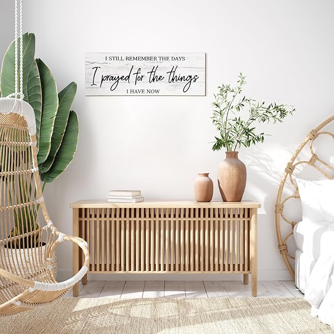Jetec Farmhouse Bible Verse Scripture Wall Signs, I Still Remember The Days I Prayed for The Things I Have Now Wooden Plaque Decor for Church Home Christian Wall Art Decor