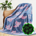 Axolotl Blanket Glow in The Dark for Girls, Axolotl Gifts Toys for Kids Teens Girls Easter, Soft Cozy Plush Fleece Throw Blankets for Couch & Bed Graduation Decor, Travel, Birthday Gifts 50x60inch