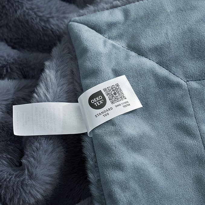 Cozy Bliss Deluxe Sheared Rabbit Faux Fur Throw Blanket, Soft Fuzzy High-Low Sculpted Plush Blanket for Couch, Cozy Home Accent, All Season Use, Blue 60"x80"