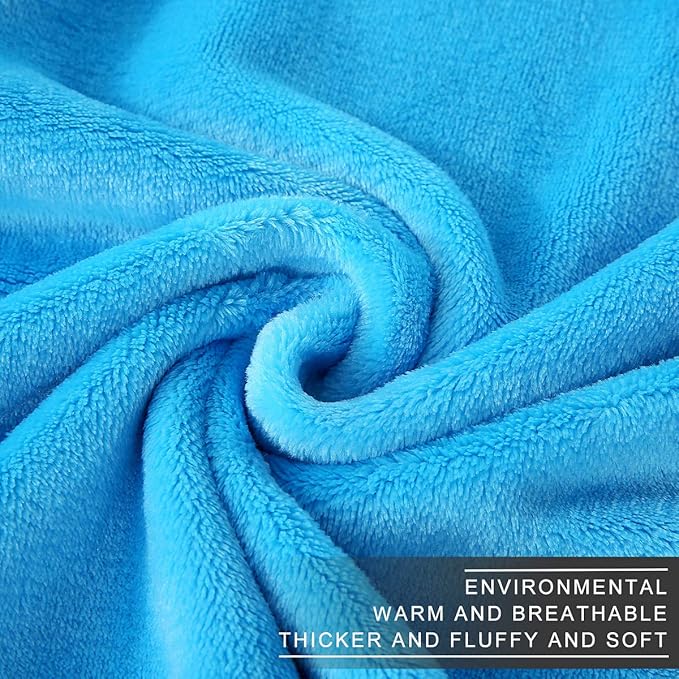Polar Fleece Blankets King Size Light Blue for The Bed Extra Soft Brush Fabric Super Warm Sofa Blanket 90" x 108"(Lake Blue King)