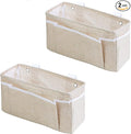 Bedside Caddy Bedside Storage Organizer, 2 Pack Wall Hanging Storage Bag for Bunk bed Hospital Beds Dorm Bed Rails, Holders Books Glasses Phones Magazine(Beige)