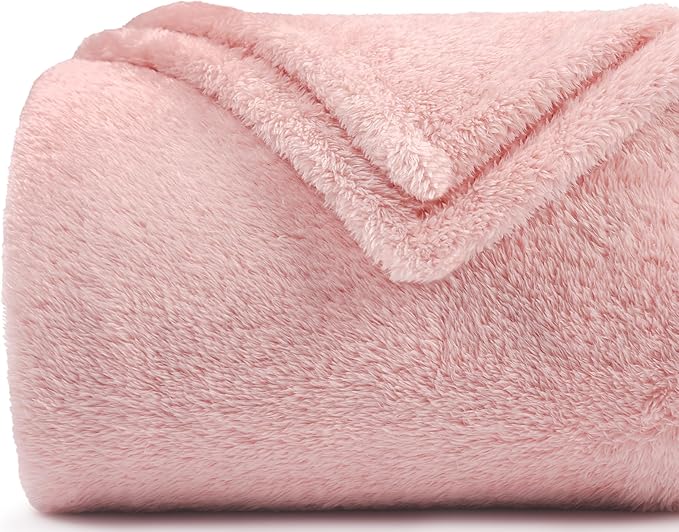 Plush Fleece Throw Blanket for Couch and Bed, Fluffy Fuzzy Cozy Soft Blankets All Season Use (50x60 Inches,Pink)