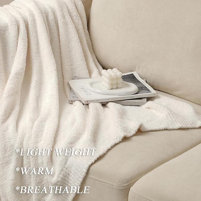 bearberry Super Soft Fluffy Throw Blanket Lightweight Cozy Warm Throw Blankets for Couch Bed Sofa All Season(Cream, 40”x50”)