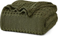 PHF 100% Cotton Waffle Weave Blanket Twin Size for Bed, Soft Lightweight & Breathable for Spring and Summer, All-Season Comfort, Luxury Aesthetic Blanket for Home Decor, 66"x90", Capulet Olive