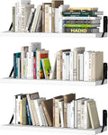 upsimples 23.6 Inches Floating Book Shelves for Wall, Floating Wood Shelves for Living Room, Laundry Room, Bedroom, Office Organizer and Storage, White