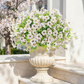 Artificial Flowers Outdoor Faux Plants UV Resistant Fake Patio Flowers Plastic Greenery Plnats Outside Bulk for Spring Garden Hanging Planter Home Vase Decor, 12 Bundles (White)