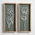 3D Floral Green Wall Art (Set of 2) Lightweight, Wooden Ready-to-Hang Boho Framed Wall Art for Bathroom, Bedroom, Living Room or Office – Premium Sage Green Farmhouse Decor – Gift-Boxed