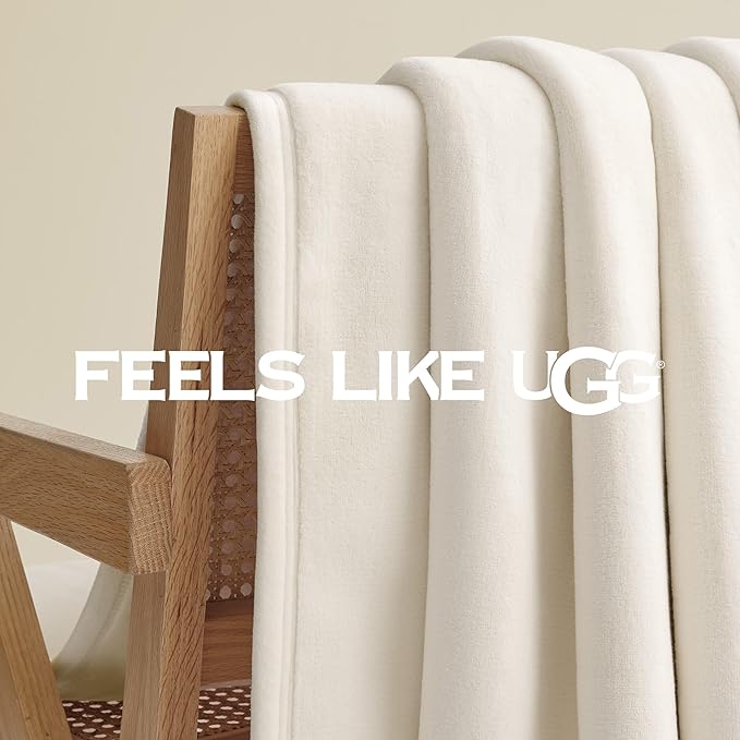 UGG Coco Plush Fleece Throw Blanket – Soft & Cozy Blanket for Couch, Bed & Sofa, Perfect for Home Decor, House Warming Gifts or Luxurious Birthday Gifts for Women, 50" x 70", White Snow