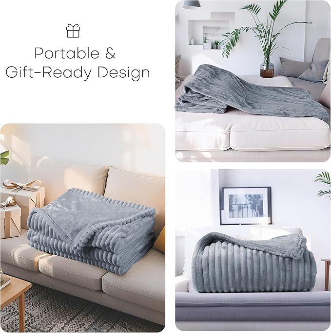 Electric Heated Blanket Throw Size 50"x60" with Cozy Flannel, 6 Heat Settings & 3 Hours Auto Off, Soft & Cozy Warming Throw for Home, Office, or Bed, Machine Washable, Grey