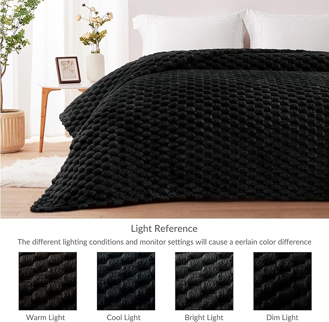 Whale Flotilla Twin Size Blanket for Bed with Jacquard Pattern, Fuzzy Soft Cozy Exquisite Blankets for All Season, Warm and Fluffy, 60x80 Inch, Black
