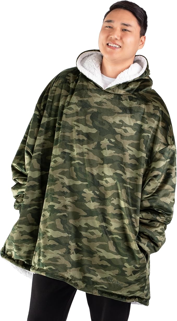 Bare Home Wearable Blanket Hoodie - Soft Plush Sherpa - Warm and Cozy - Oversized Wearable Blanket - Adult & Kid Sizes