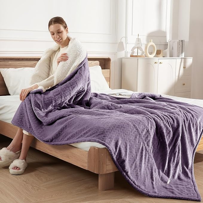 Heated Blanket King Size 90"x100" Electric Blanket King with Dual Control 5 Heat Settings, 10H Auto Off, FCC/ETL Certified, Wheat Pattern Flannel, Grandma, Machine Washable, Lavender