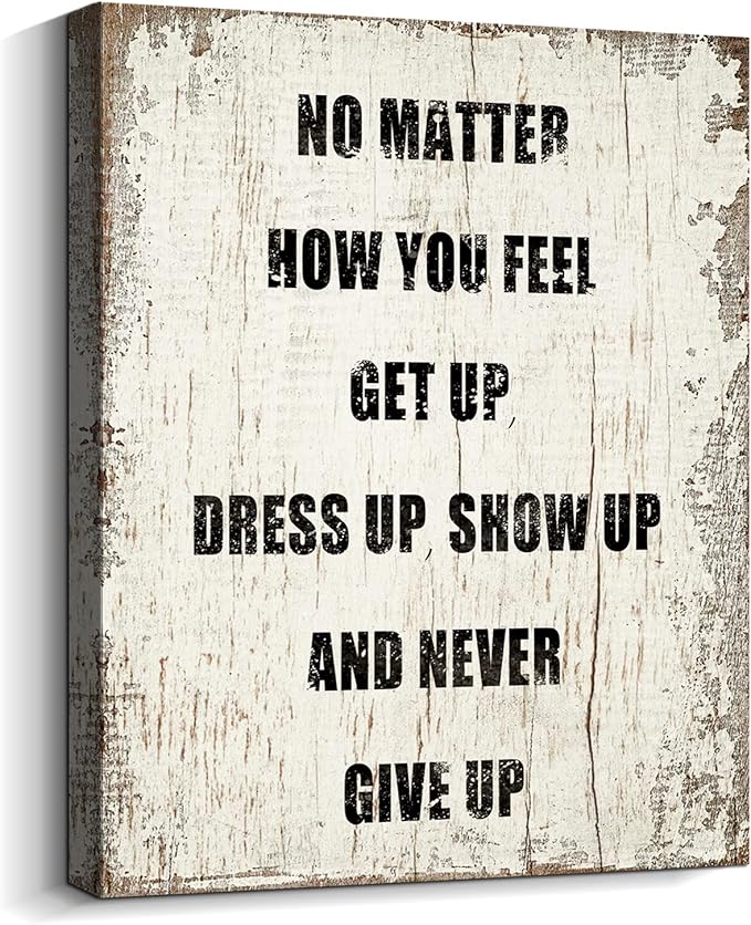 Motivational Wall Art Office Decor Quotes Wall Decor for Men Women Positive Canvas Prints Wooden Picture Artwork for Classroom Gym Home Decorations, 12x16 Inch with Inner Framed
