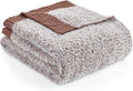 Amélie Home Knit Throw Blanket for Couch, Super Soft Fuzzy Cozy Throw, Giftable Knitted Blanket for Women Men, Birthday, Sofa Bed Living Room Decor, 50" x 60", Heather Brown