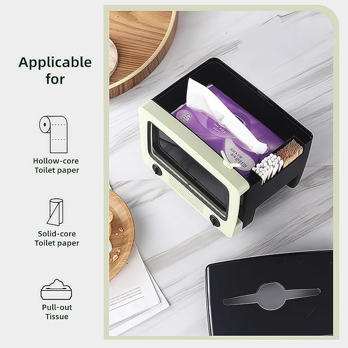 SGVAHY Tissue Box Holder Retro TV Tissue Box Cover Cute and Practical Cell Phone Holder Tampon Holder for Bathroom Kitchen Bedroom Dressers Desks and Tables Night Stands Creative Gift(Light Blue)
