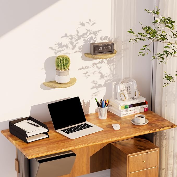 Solid Wood Half Round Floating Wall Shelves | Elegant Floating Shelves, Elevate Your Space. Perfect for Living Rooms, Bathrooms, Bedrooms, Offices, Children's Rooms