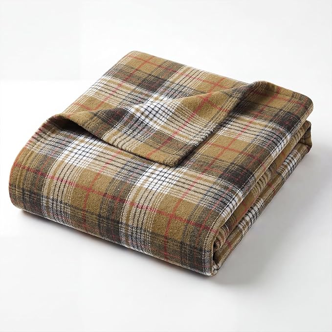 Horaldaily Red Brown Farmhouse Plaid Spring Decorative Blanket Throw, Spring Summer Rustic Soft Lightweight Blanket for Couch Sofa Bed Lounging Decoration, Ideal Gifts for Kids Adults Self, 60x80