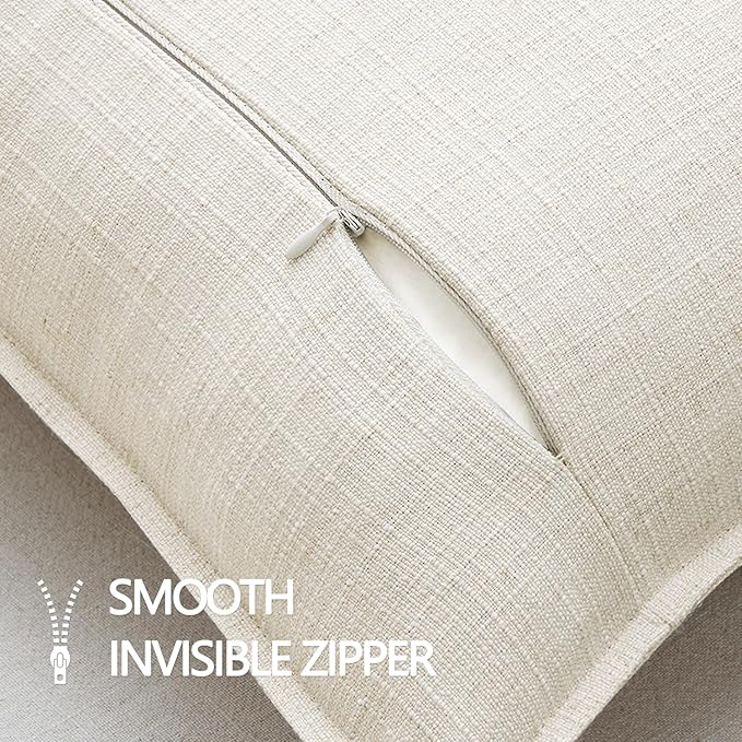 MIULEE Pack of 2 Thick Textured Couch Throw Pillow Covers, Natural Beige Decorative Pillow Covers 16x16, Neutral Linen Cushion Cases for Sofa Bed Living Room Modern Farmhouse Home Decor, No Filling