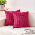 Aegero Pack of 2 Corduroy Decorative Throw Pillow Covers 24x24 Inch Soft Striped Pillow Covers Modern Farmhouse Home Decor for Sofa Living Room Couch Bed（Rose Red）