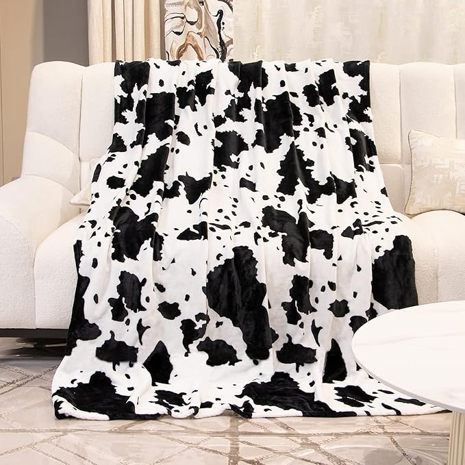 GEULAY Fleece Blanket King Size, Cozy Soft Blankets for Women, Large Warm Plush Bed Throws for Bedroom Decor, Cow Gifts for Couples Women Men, 108x90 Inches
