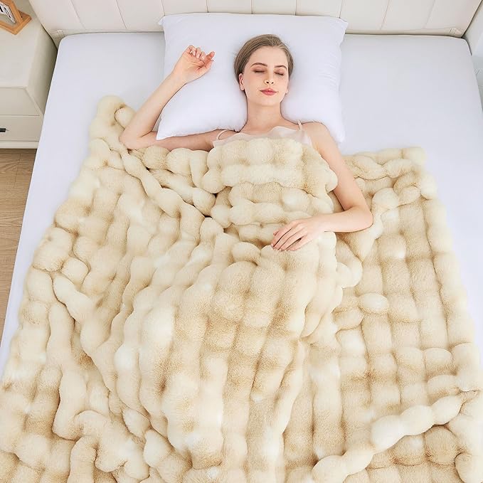 Light Tie-dye Yellow Twin Fuzzy Ultra Soft Bed Comfy Blanket 60x80 Cozy Faux Fur Throw Blanket for Living Room Thick Fluffy Furry Blanket Home Gifts 860 GSM