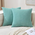 MIULEE Pack of 2 Decorative Throw Pillow Covers 16x16 Inch Soft Boho Striped Textured Corduroy Pillow Covers Modern Farmhouse Home Decor for Couch Bed Sofa Living Room Aqua Green