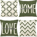 YCOLL Farmhouse Pillow Covers 18x18 Set of 4 Throw Pillow Covers Rustic Linen Decorative Pillows Square Cushion Covers for Couch Sofa Bedroom Home Decor