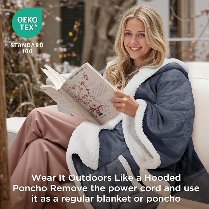 Heated Blanket Throw - Wearable Electric Blanket with 6 Heat Levels & 9 Hours Auto Off,Gifts for Women,Home Office Use,Machine Washable,50"x60"(Gray)