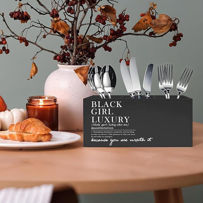 Black Girl Luxury Inspirational Pen Pencil Holder, Desk Accessories Gifts for Black Women, African American Positive Affirmations Pencil Pen Holder Organizer for Home Office