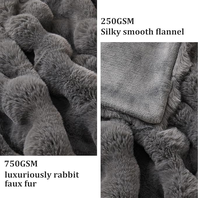 Faux Fur Twin Blanket for Couch, 1000 GSM Cozy Fuzzy Fluffy Soft Plush Thick Bubble Sherpa Blanket for Sofa Bedroom Living Room, Mothers Day Birthday Gifts for Women Home Decor