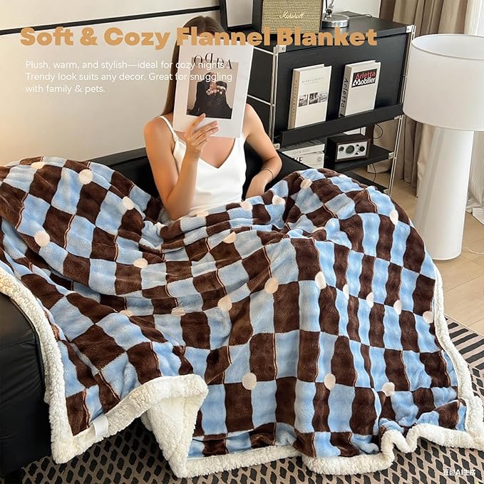 Fleece Bed Blankets Throw Full Size 60"x80",Soft Warm Thick Throw for Bed/Couch - Stylish Winter Home Decor,Christmas Birthday Gift for Women Her