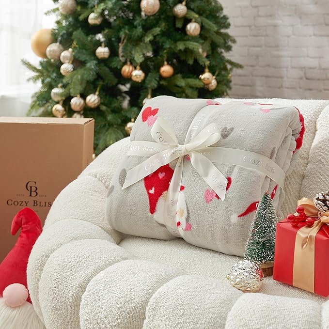 Cozy Bliss Premium Gnome Love Heart MilkyPlush Throw Blanket, Soft Cozy Print Fleece Blanket for Couch, Home Décor, Easter and Mothers Gift, 290GSM, Gnome Love, 50"x60"