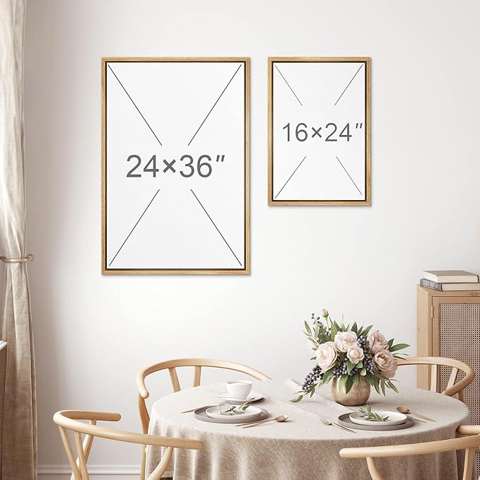 MUDECOR Framed Canvas Print Wall Art Abstract Minimalist Modern Art Neutral Home Decor for Bedroom - 16"x24"x3 Natural