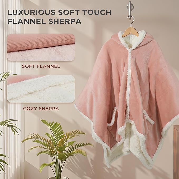 Heated Blanket Throw - Wearable Electric Blanket with 6 Heat Levels & 9 Hours Auto Off,Gifts for Women,Home Office Use,Machine Washable,50"x60"(Pink)