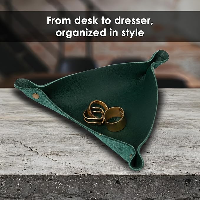 Northwind Personalized Leather Valet Tray – Made in USA - Custom Monogramed Full Grain Leather Catchall Tray for Men, Desk Organizer & Groomsmen Gift, Perfect Storage for Nightstand, Dresser
