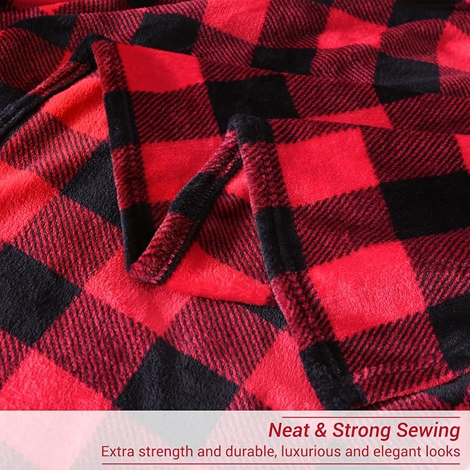 Viviland Checkered Blanket Queen Size - Soft Fuzzy Cozy Buffalo Plaid Microfiber Blanket for Bed, 90x90 Inches