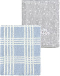 CREVENT 2Pcs 30''X40'' Cute Cozy Fluffy Warm Baby Blankets for Infants Toddlers' Bedding Crib Cot Stroller - Grey Cloud + Knit Line Blue