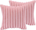24x24 Pillow Covers, Decorative Faux Fur Throw Pillow Covers for Couch, Sofa Soft Fluffy Pillow Cover with Velvet Back for Living Room, Neutral Home Décor Accent for Bed - Pink