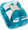 Genteele Sherpa Throw Blanket Super Soft Reversible Ultra Luxurious Plush Blanket, 102 x 90 inches, Teal/White