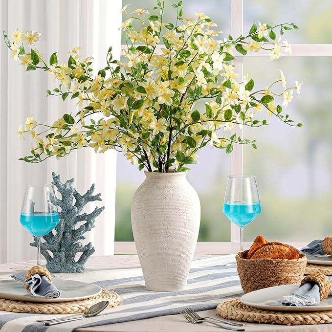 Vanselia Ceramic Flower Vase Home Decor - Large Tall Farmhouse Table Vases Rustic Vintage Living Room Kitchen Bedroom Decorations for House Book Shelf Office Coffee Desk Dining Fireplace (11" Rustic)