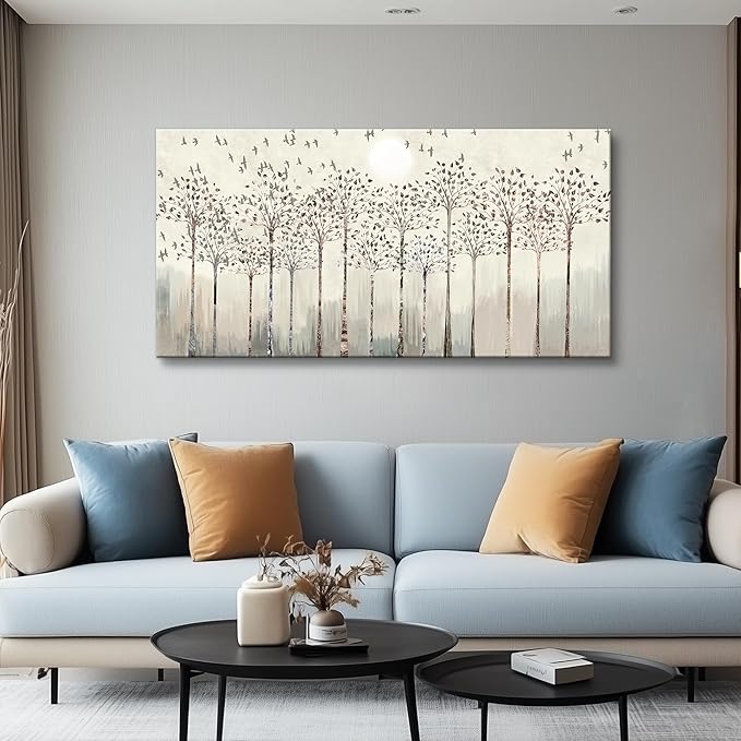 Canvas Wall Art for Living Room Trees and Birds Abstract Paintings kitchen Wall Decor Office Canvas Prints Artworks Pictures Wall Decorations for Bedroom,Large size Fashion Modern Home Decoration