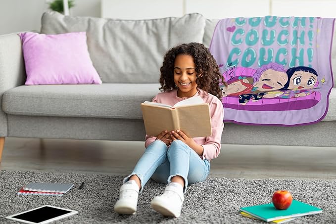 Jay Franco Kids Plush Throw Blanket – Ultra Soft Cozy Plush Fleece for Bed, Couch, Sofa, Home Décor, Official Licensed Huntrix, Purple - Kpop Demon Hunters, 40x50 - Travel Throw
