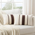 Fancy Homi Set of 2 Boho Brown Long Lumbar Decorative Throw Pillow Cover 12x24 Inch for Couch Bed Sofa Chair, Modern Organic Farmhouse Home Decor, Soft Cotton Cute Accent Rectangle Cushion Case