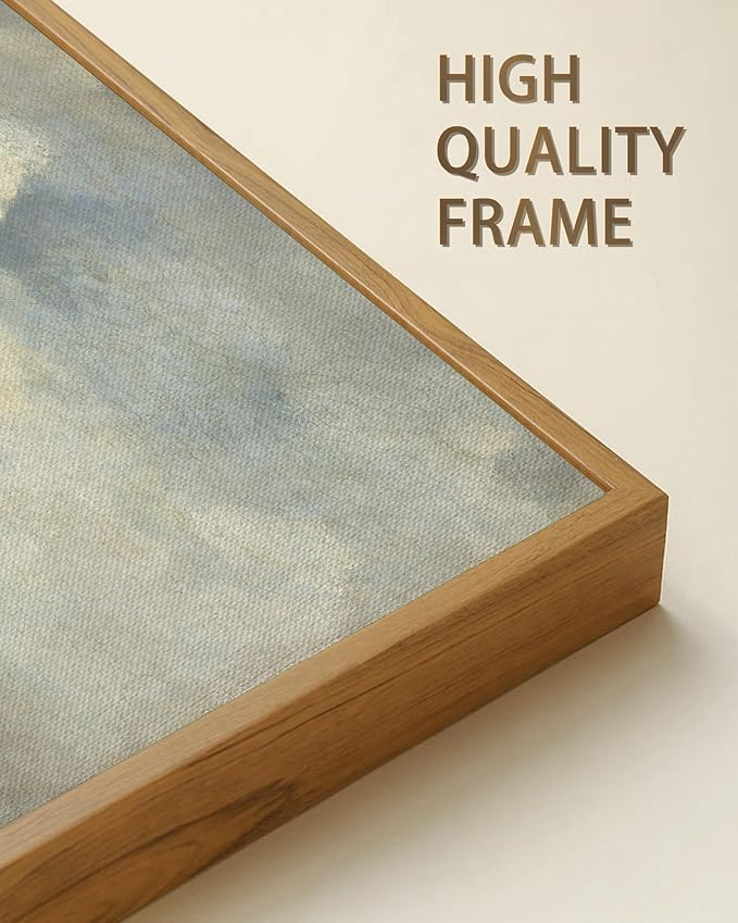 SHENIFY Vintage Landscape Framed Wall Art Sky Cloud Nature Farmhouse Decor Retro Classical Painting for Kitchen Bedroom Living Room Bathroom - 8x16in Natural Framed