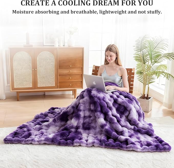 Faux Fur Throw Blanket for Couch, 1000 GSM Cozy Fuzzy Fluffy Soft Plush Thick Bubble Sherpa Blanket for Sofa Bedroom Living Room, Mothers Day Birthday Gifts for Women Home Decor