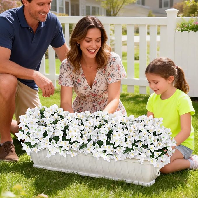Yastouay 8 Bundles Artificial Flowers for Outdoors, Realistic Bougainvillea Fake Flowers for Outside, UV Resistant Silk Outdoor Faux Plants for Porch Patio Planter Front Door Garden Decor(White)