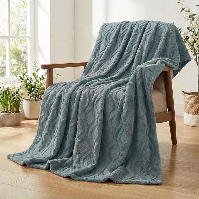 Horaldaily Solid Blanket Throw, Grey Accent Farmhouse Neutral Square Euro Soft Fuzzy Plush Faux Fur Cozy Blankets for Couch Sofa Bed Lounging, Ideal Gifts for Kids Adults Wife Self, 50x60